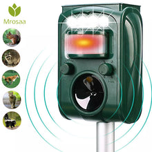 Load image into Gallery viewer, Garden Solar Powered Ultras onic Outdoor Animal Repeller Motion Sensor Flash Light Dog Cat Raccoon Rabbit Animal Dispeller
