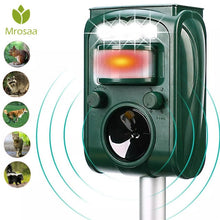 Load image into Gallery viewer, Garden Solar Powered Ultras onic Outdoor Animal Repeller Motion Sensor Flash Light Dog Cat Raccoon Rabbit Animal Dispeller
